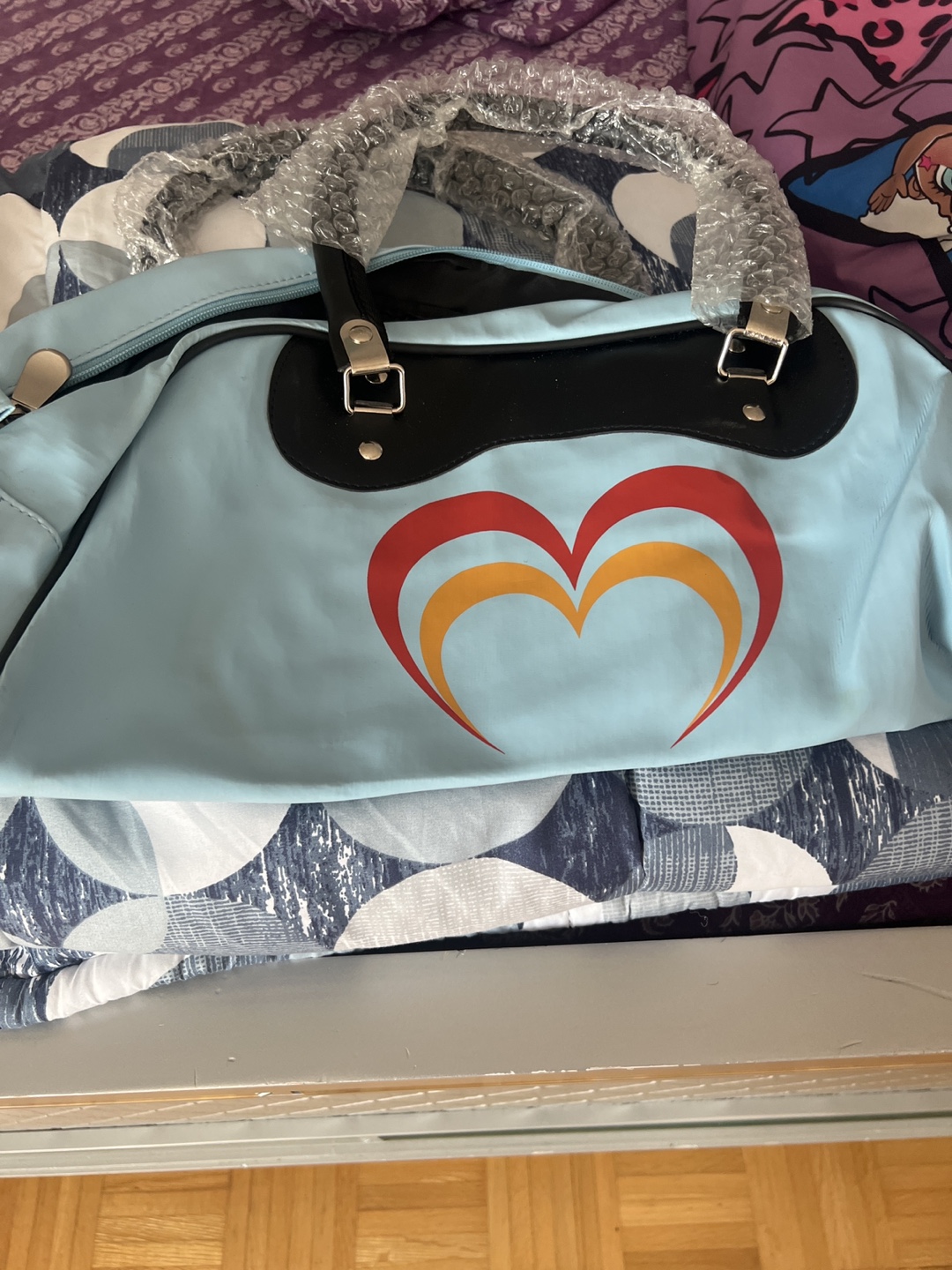 Baby Blue Heart-Shaped Design Handbag - photo 2