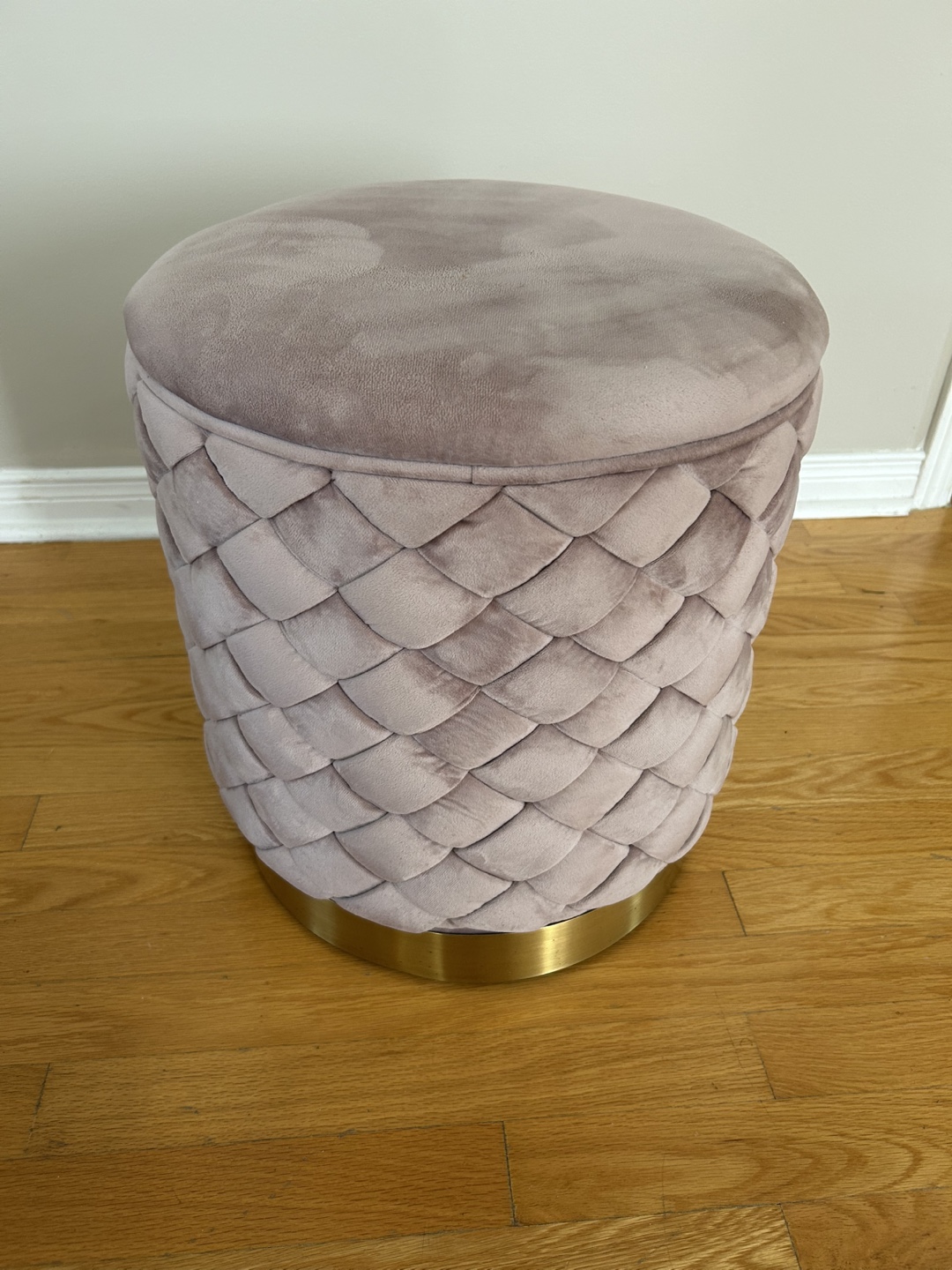 Dusty Rose Plush Velvet Ottoman
