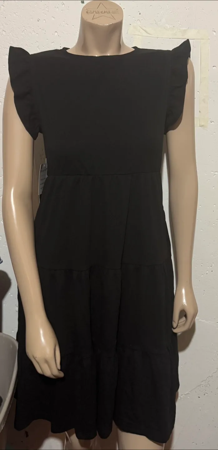 Black Dress with Ruffle Sleeves thumbnail