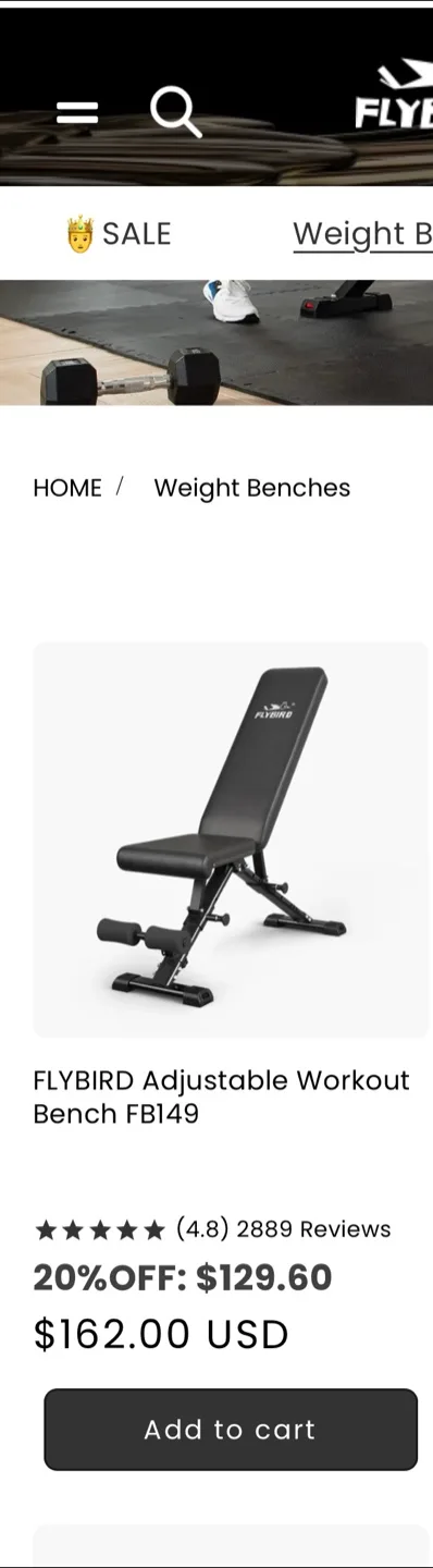 FLYBIRD Adjustable Workout Bench FB149 thumbnail
