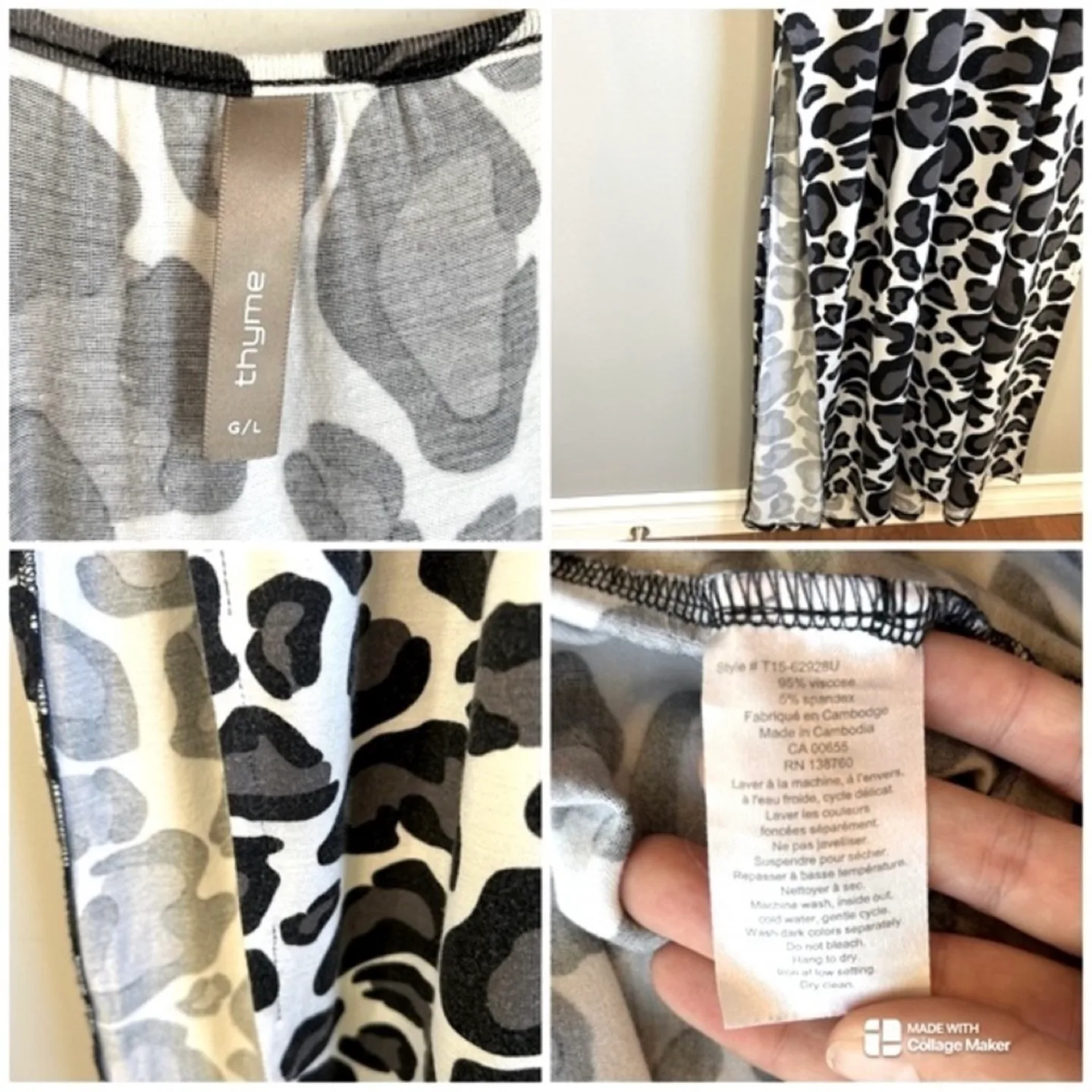 Thyme Maternity Racerback Animal Print Maxi Dress size L Tall image indicator(4)