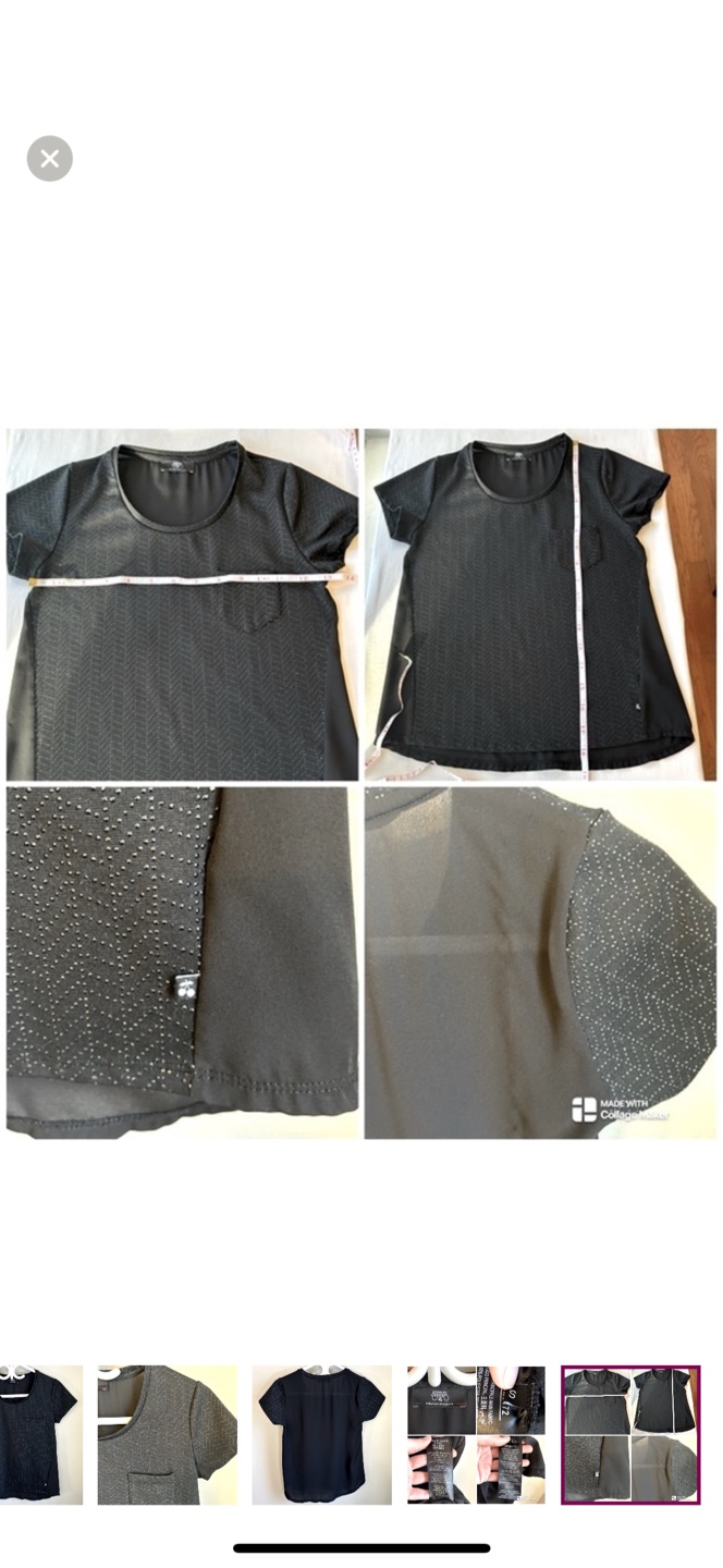 Le Temps Des Cerises Textured Scoop Neck Semi Sheer Back Sz S - photo 5