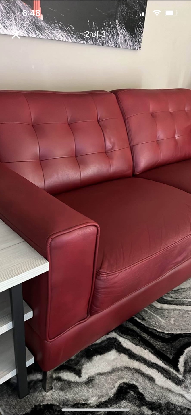 Red Leather Sofa - photo 2
