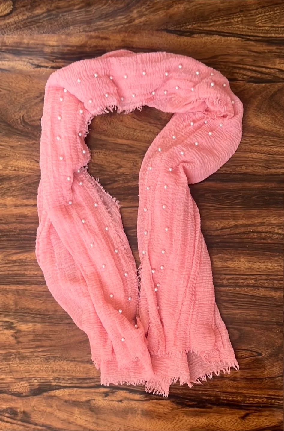 Pink Scarf with Faux Pearls thumbnail