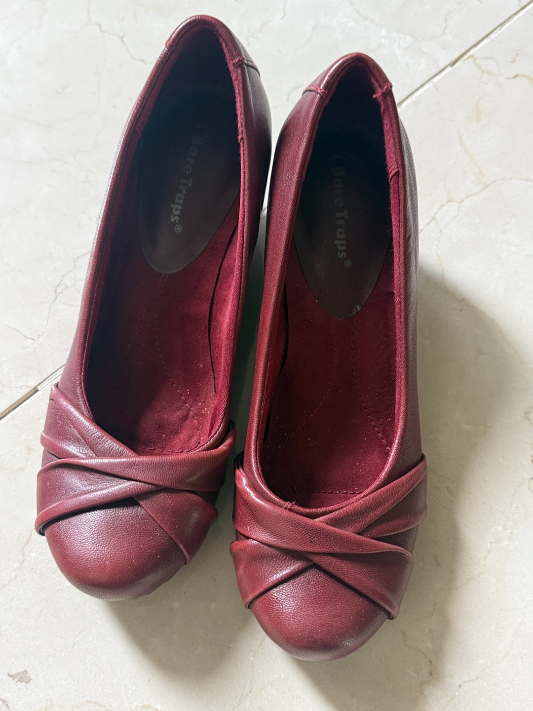Bare Traps Burgundy Wedge Heels