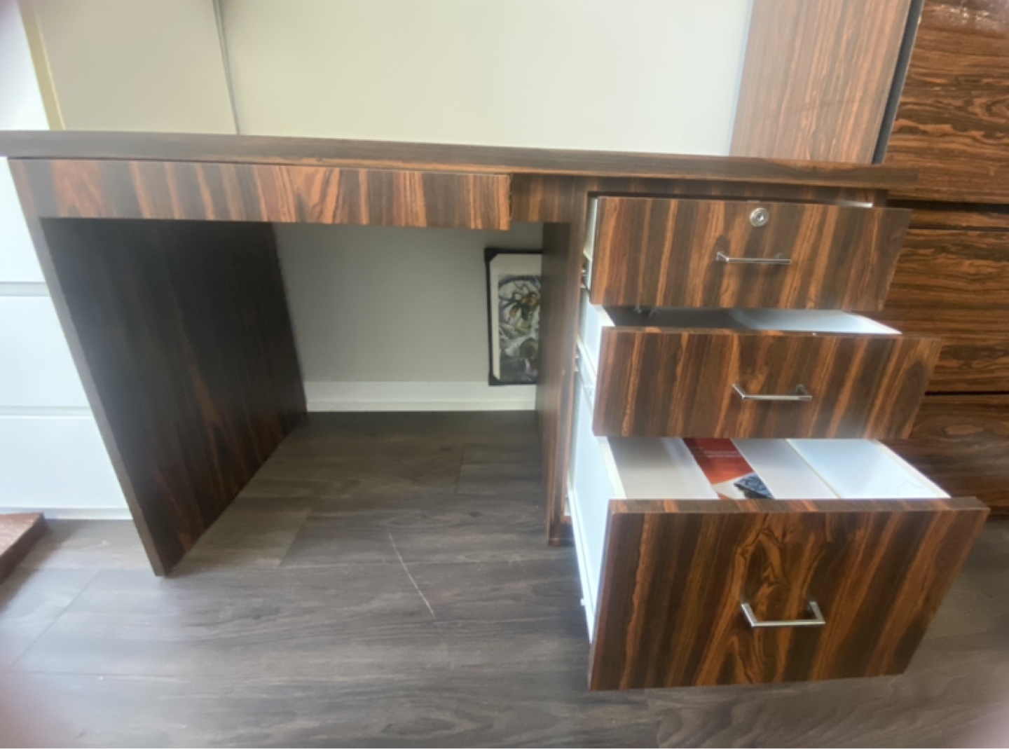 Dark Wood Desk with Drawers - photo 3