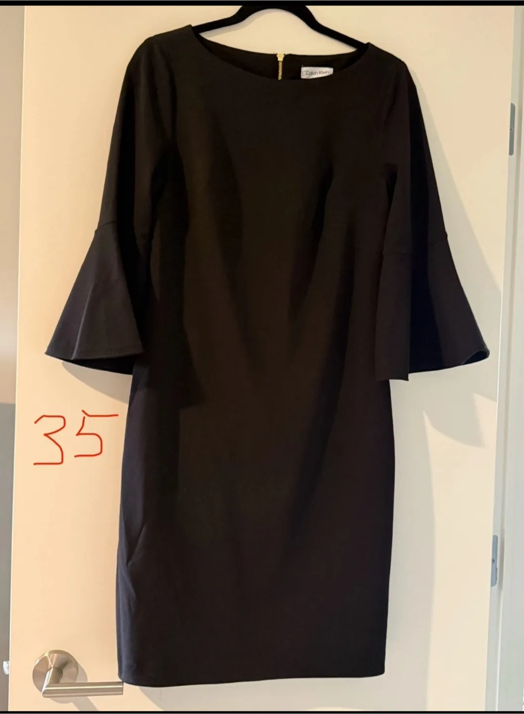 Calvin Klein Black Dress with Flared Sleeves thumbnail