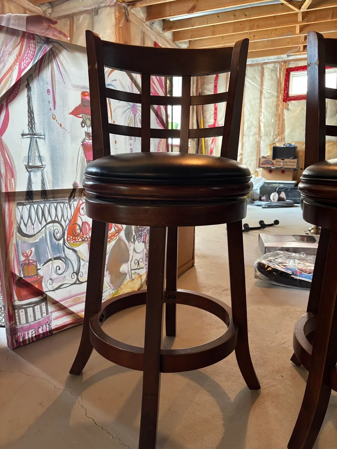 Set of 4 Brown Swivel Bar Stools thumbnail