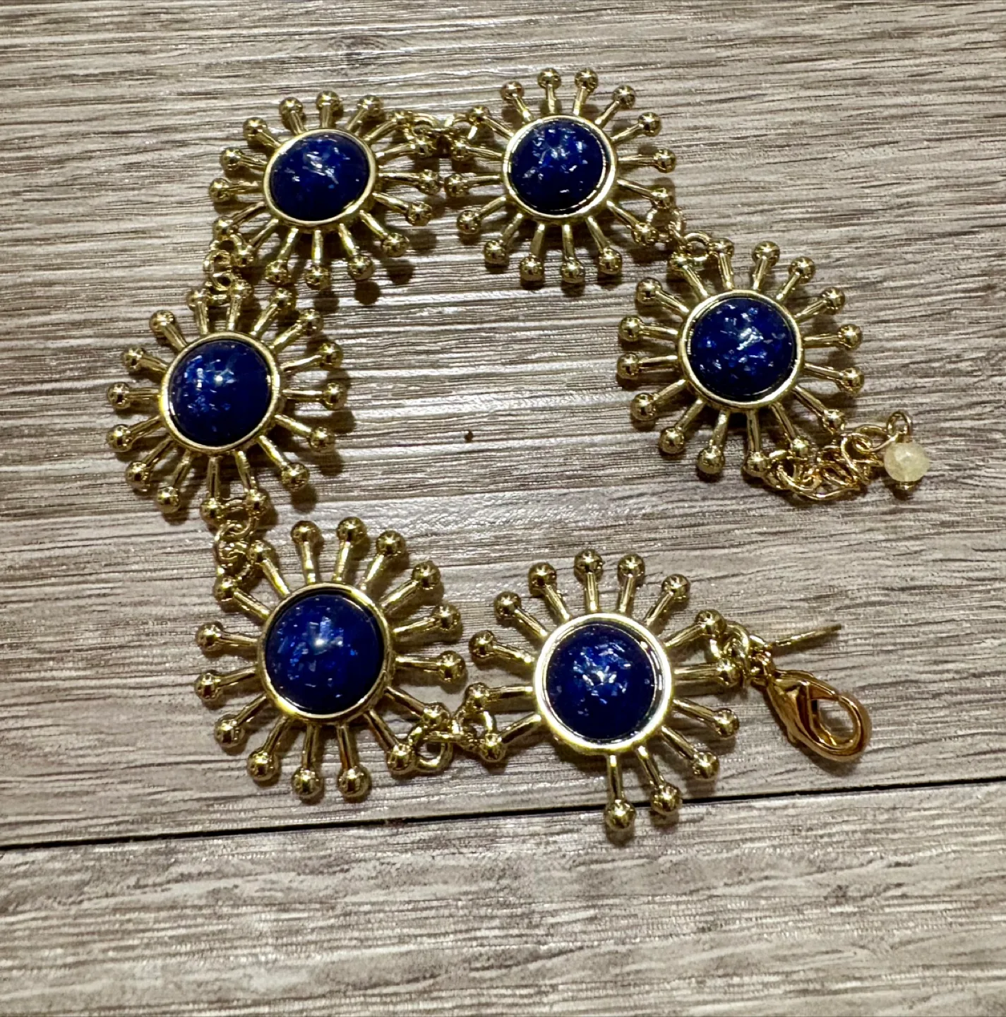 Gold-Tone Bracelet with Blue Stones thumbnail