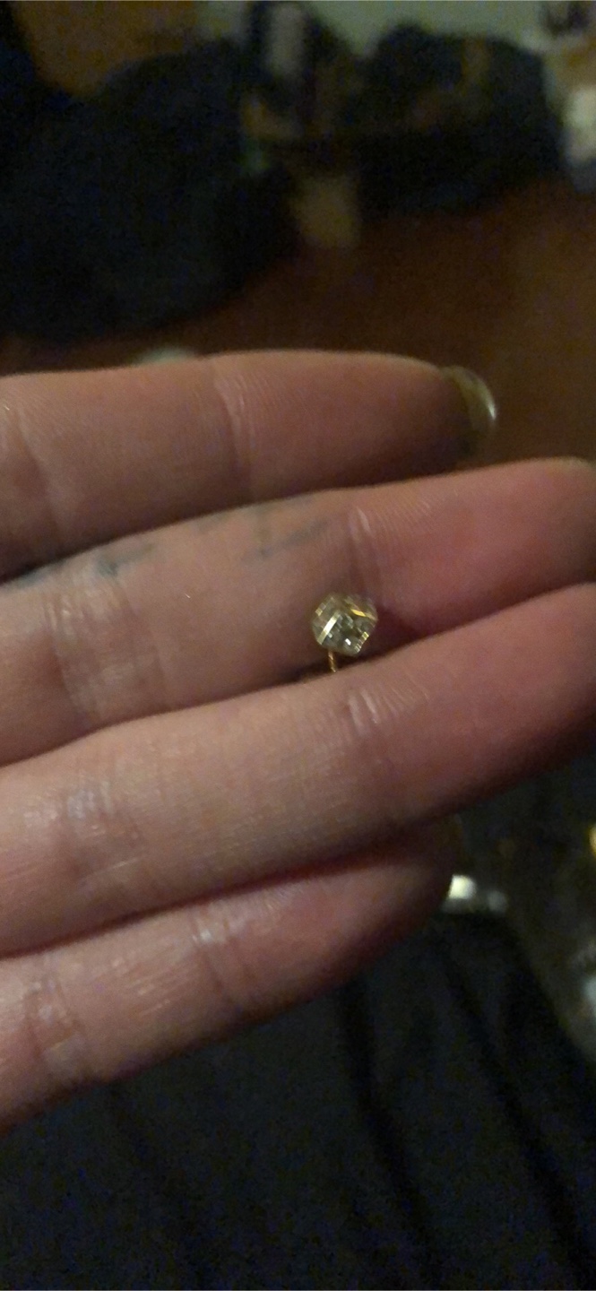 14k gold and diamond dice earring