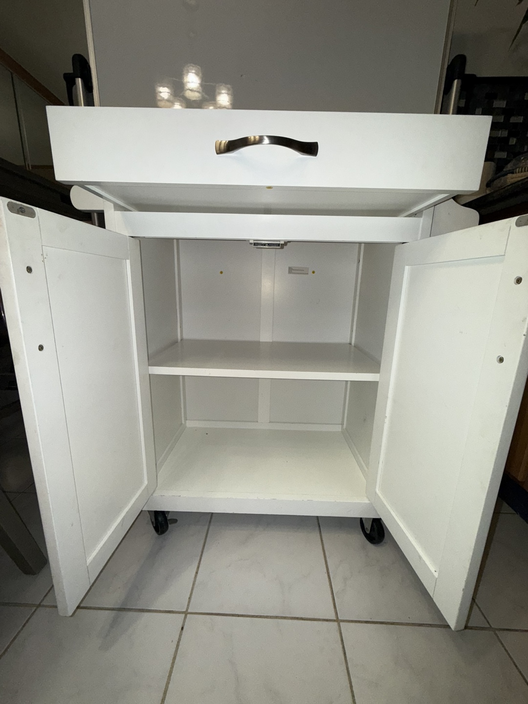 White Kitchen Cart with Wood Top - photo 3