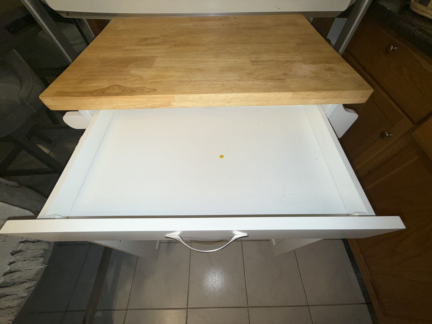 White Kitchen Cart with Wood Top - photo 4