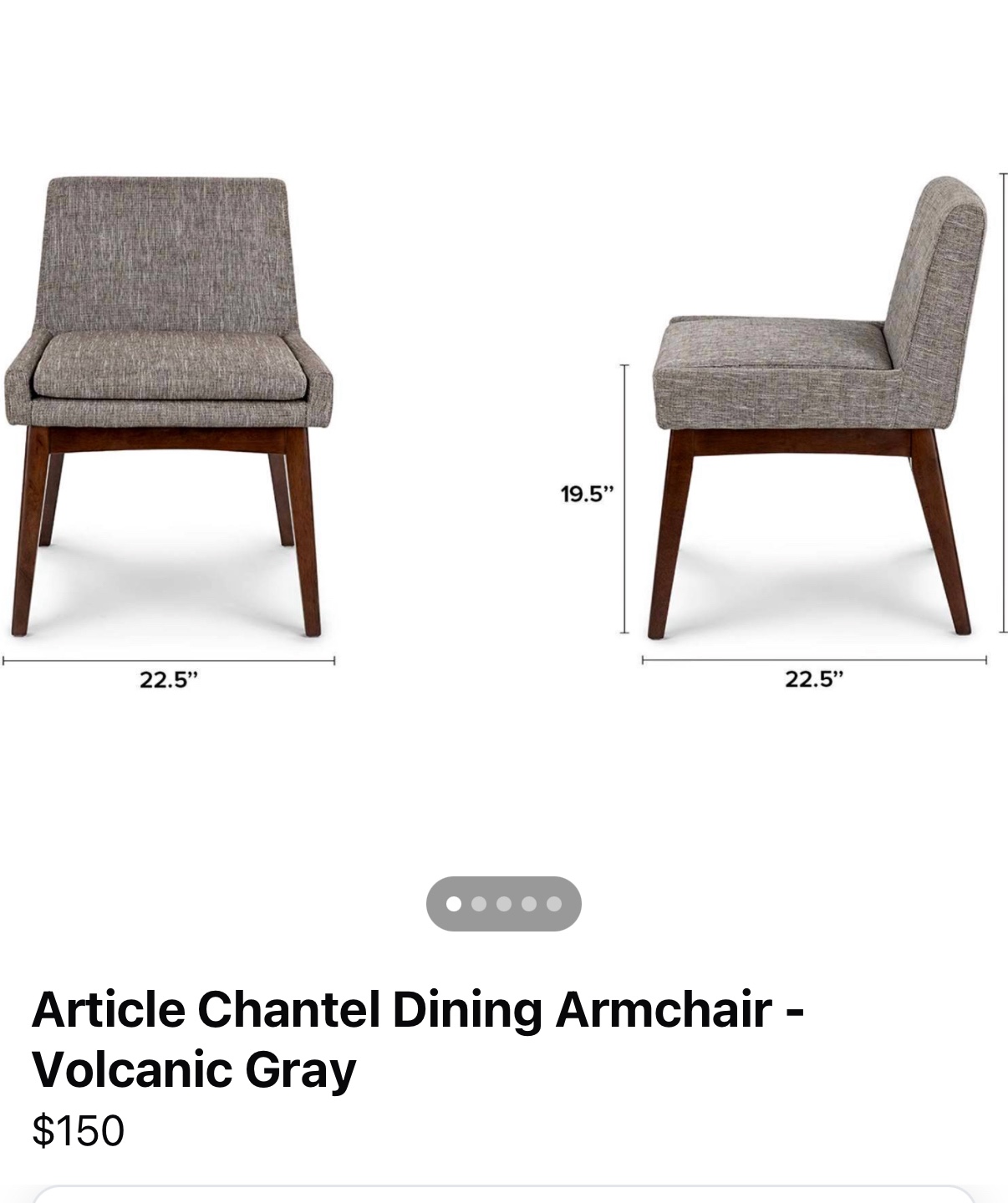 Article Chantal Dining Armchair - Volcanic Gray - photo 2