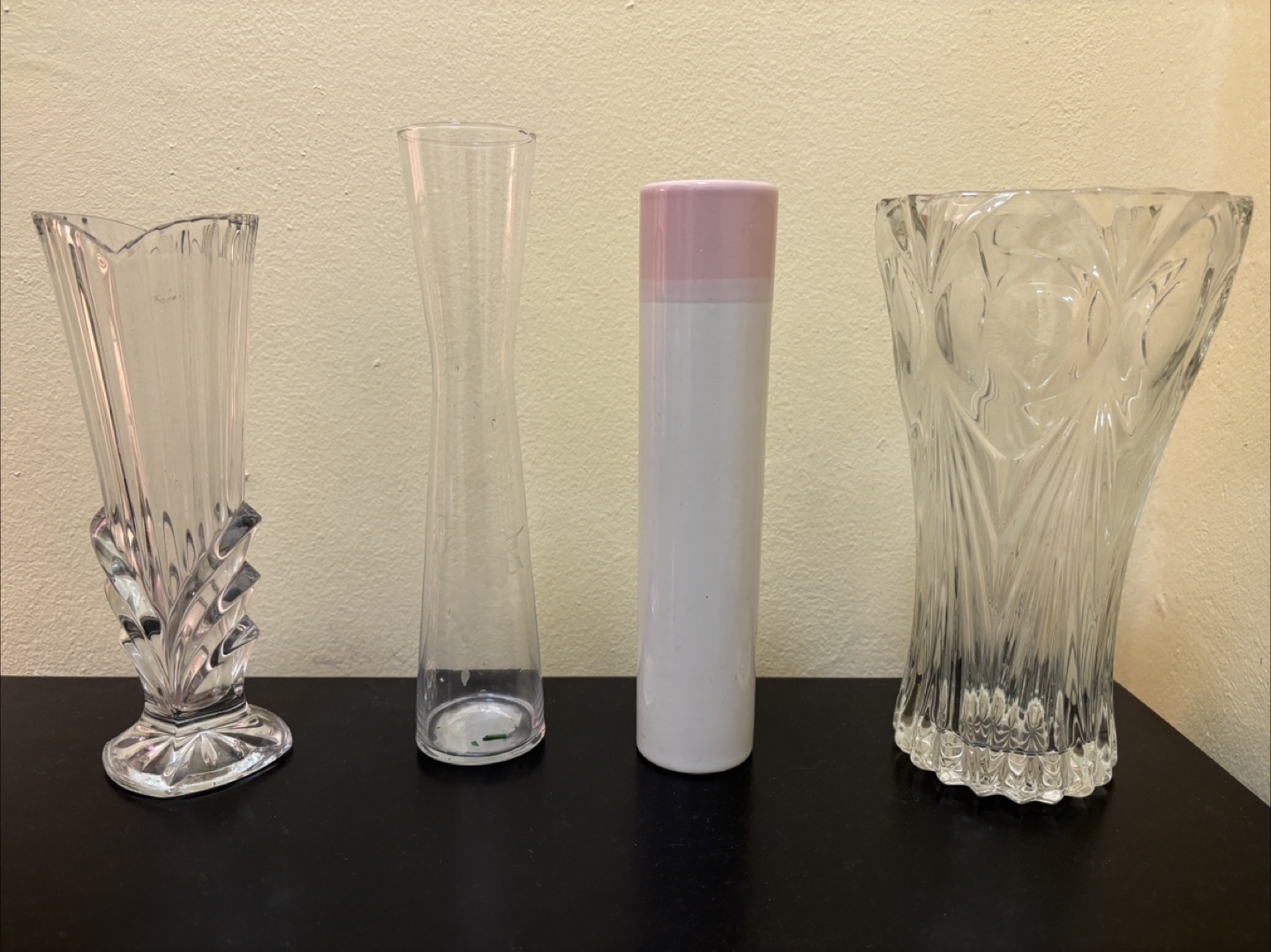Vases, candle holders, candy dishes, Lenox clock