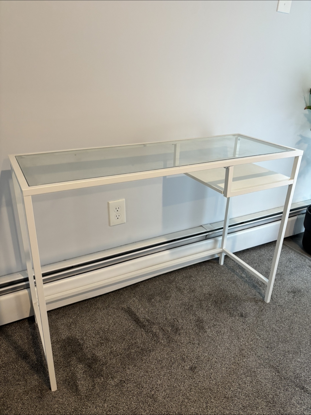White metal and glass desk