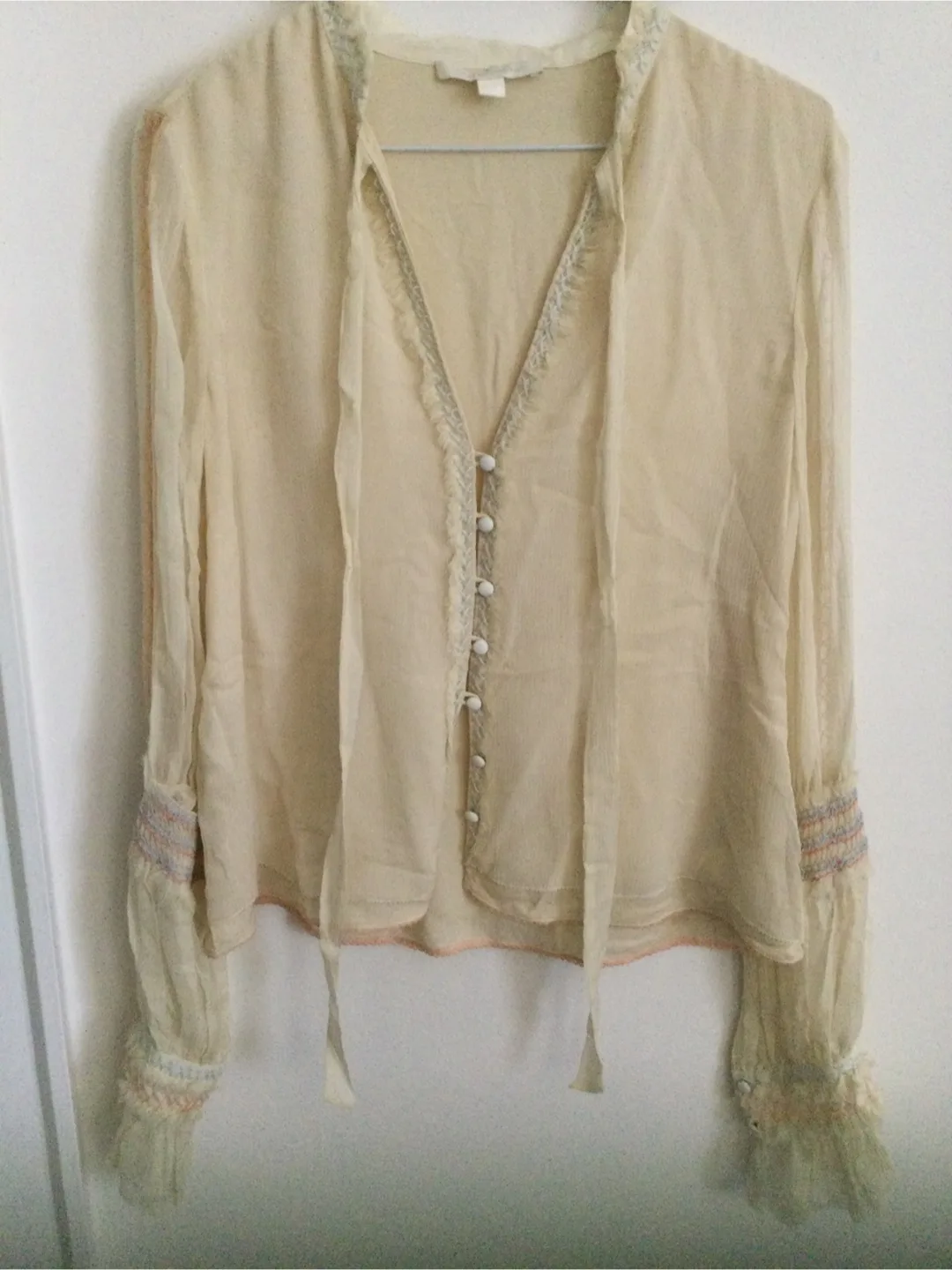 Jonathan Simkhai silk Cream Blouse