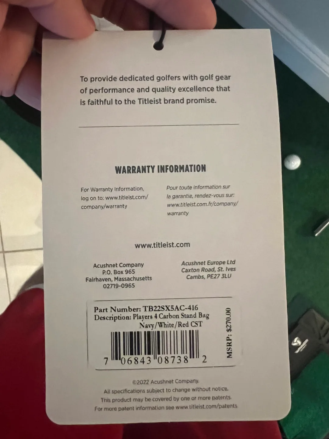 Titleist Players 4 Carbon Stand Bag image indicator(3)