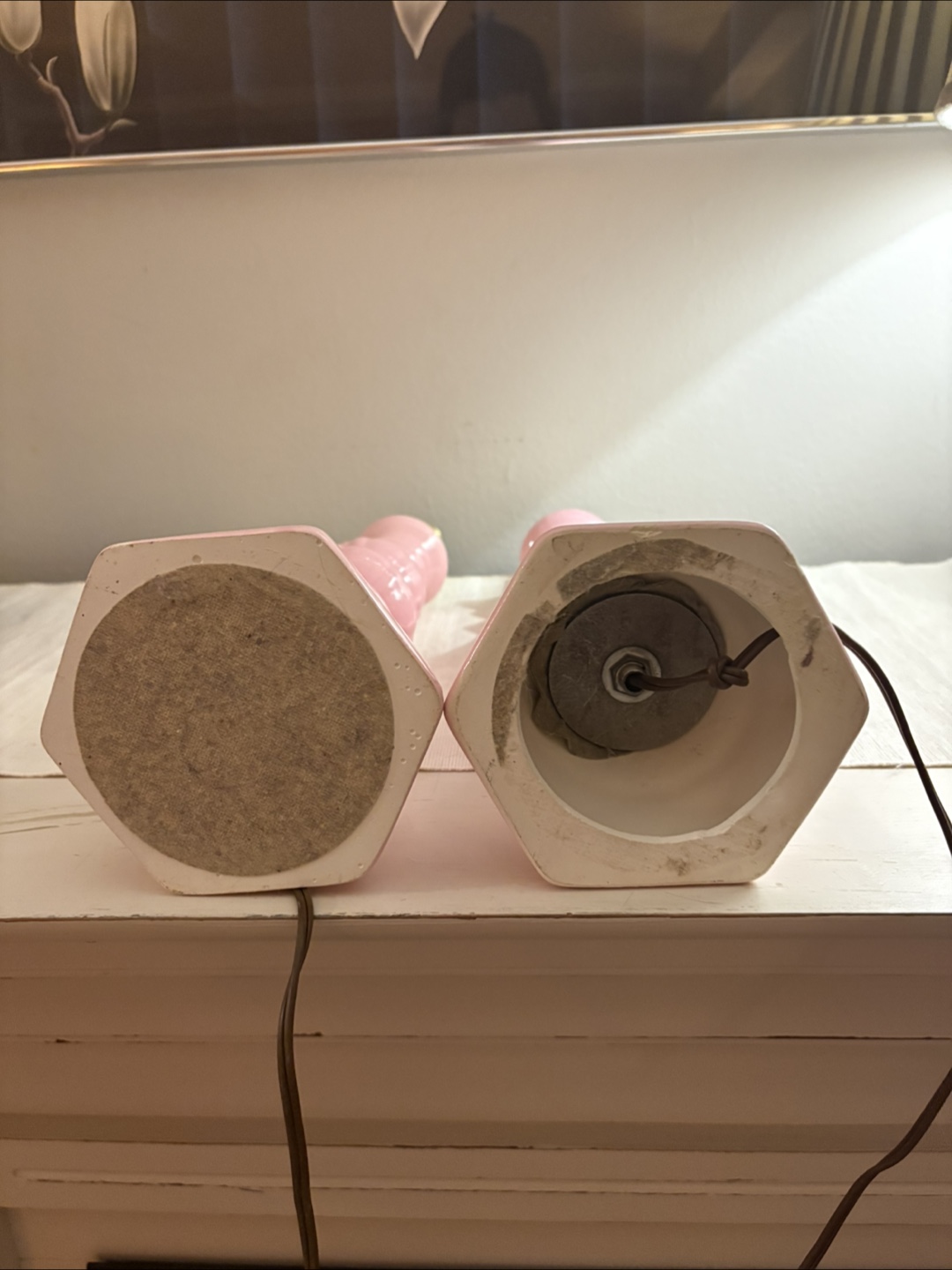 Pair of Pink Ceramic Lamps - photo 2