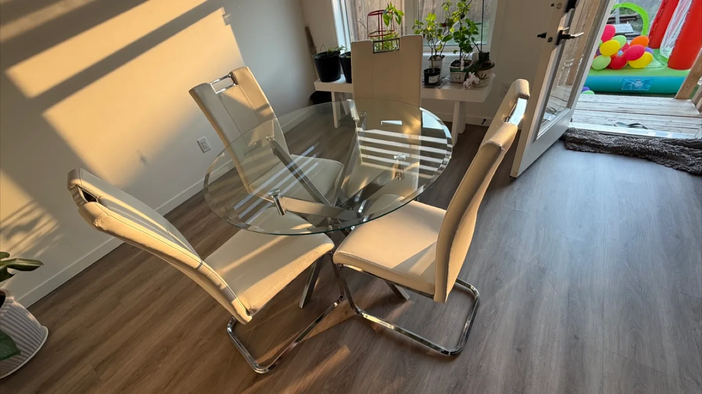 Glass Dining Table with Chairs thumbnail