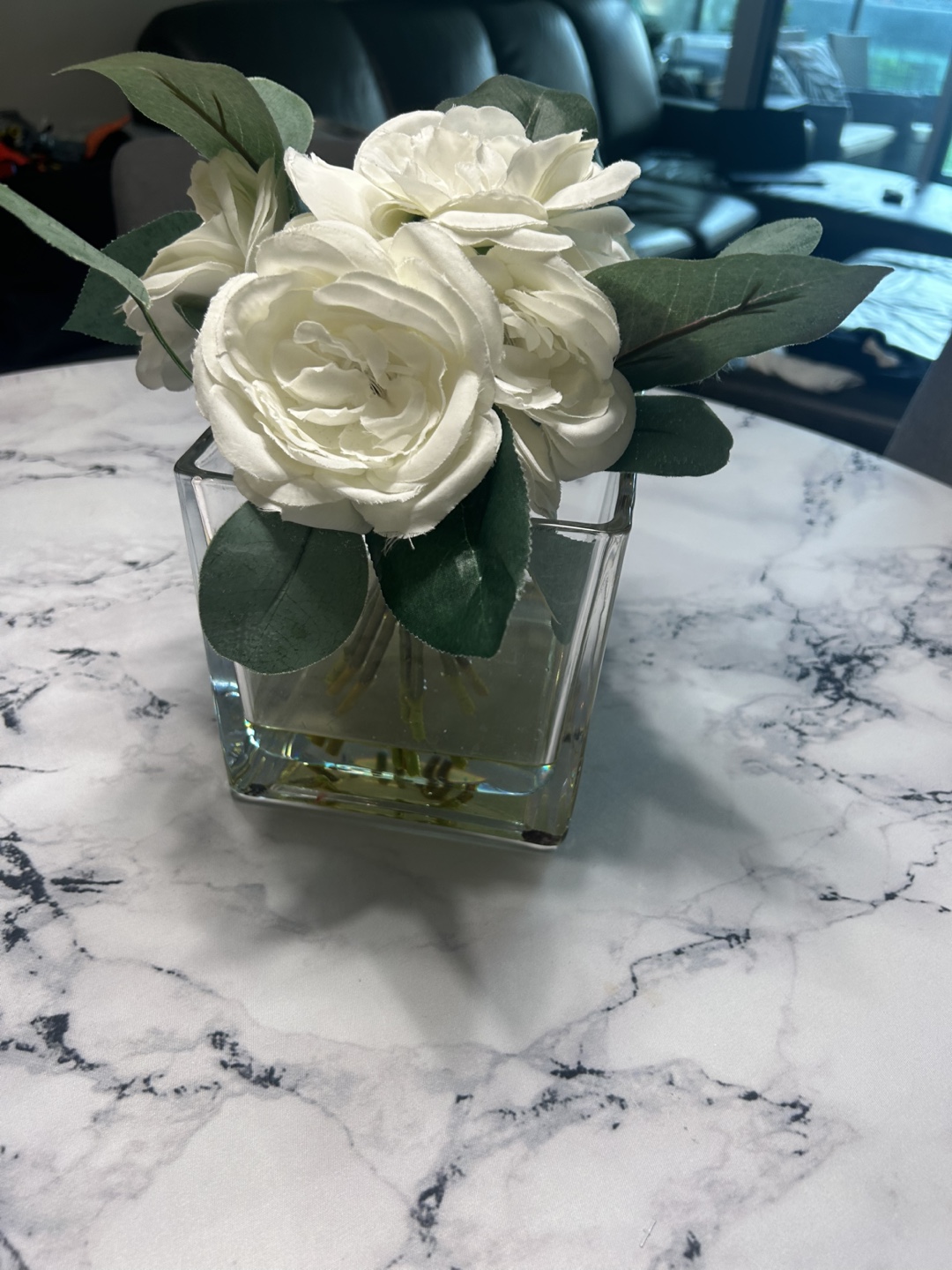 Floral Arrangement with Clear Glass Vase