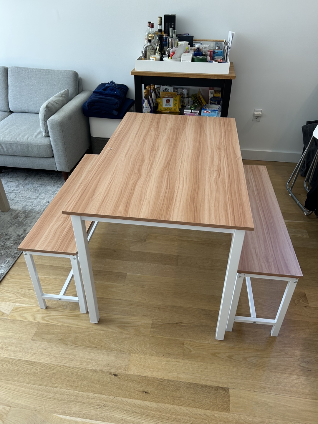Dining Table Set with Two Benches