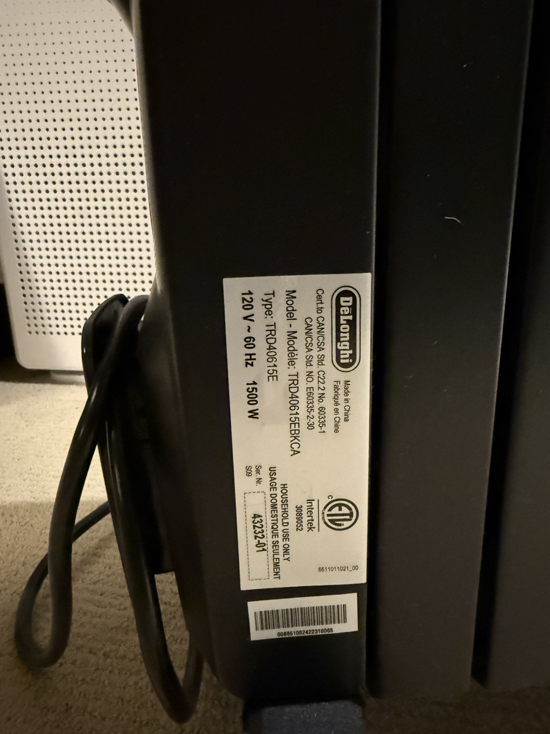 Delonghi Oil Filled Space Heater - photo 3
