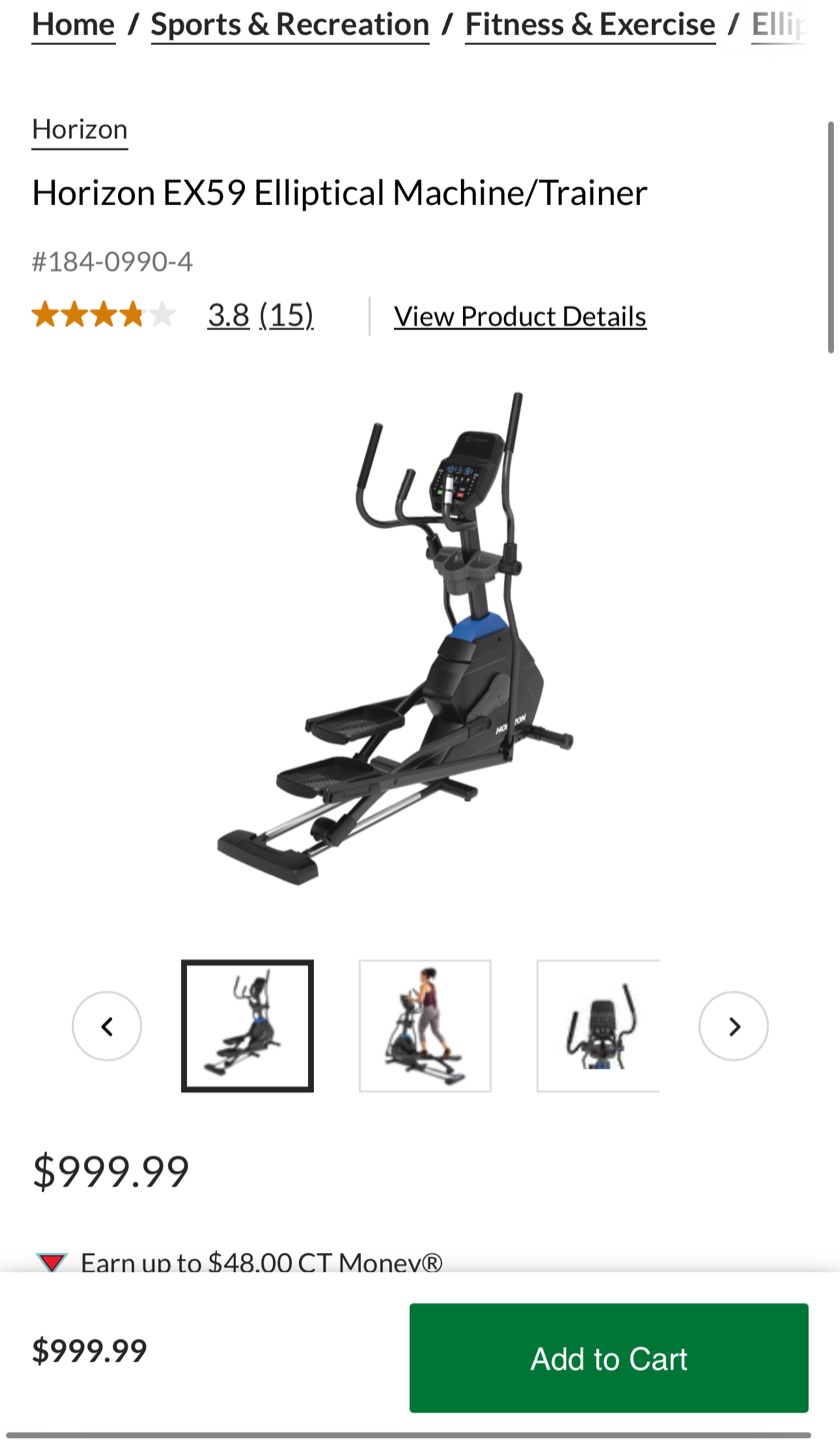 Horizon EX59 Elliptical Machine - photo 4
