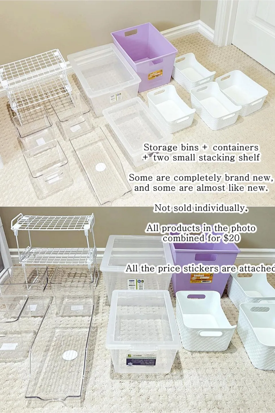 (bundle) storage bins + containers + small stacking shelf thumbnail