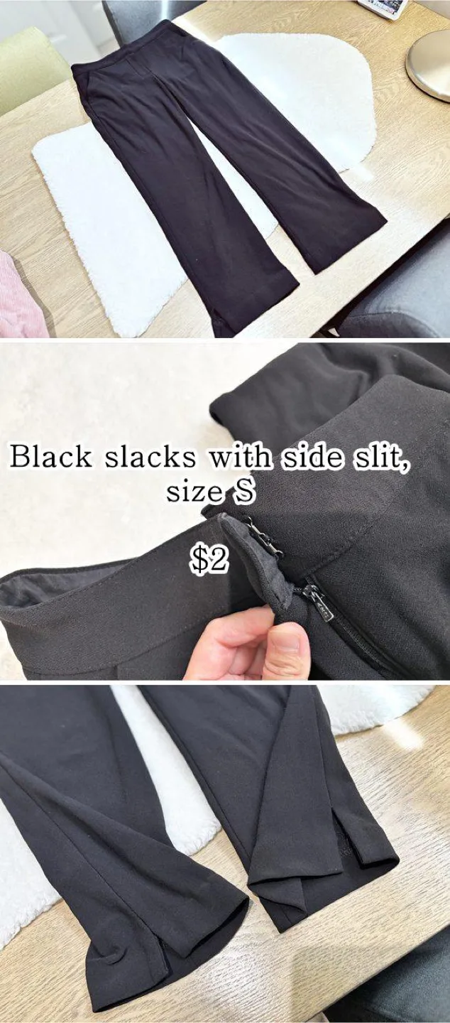 Korean Black Slit-Hem Slacks thumbnail