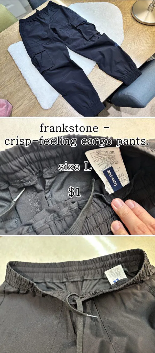 Korean Summer Black Cargo Pants – Size L thumbnail