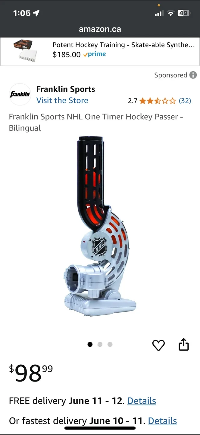 Franklin Sports NHL One Timer Hockey Passer image indicator(3)