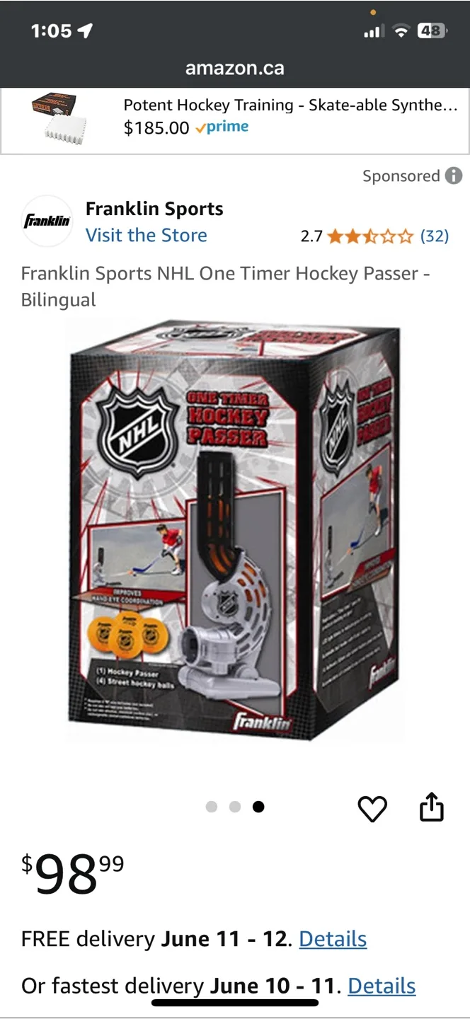 Franklin Sports NHL One Timer Hockey Passer image indicator(4)