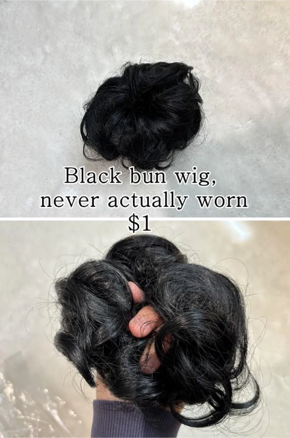 [brand new] black bun wig thumbnail