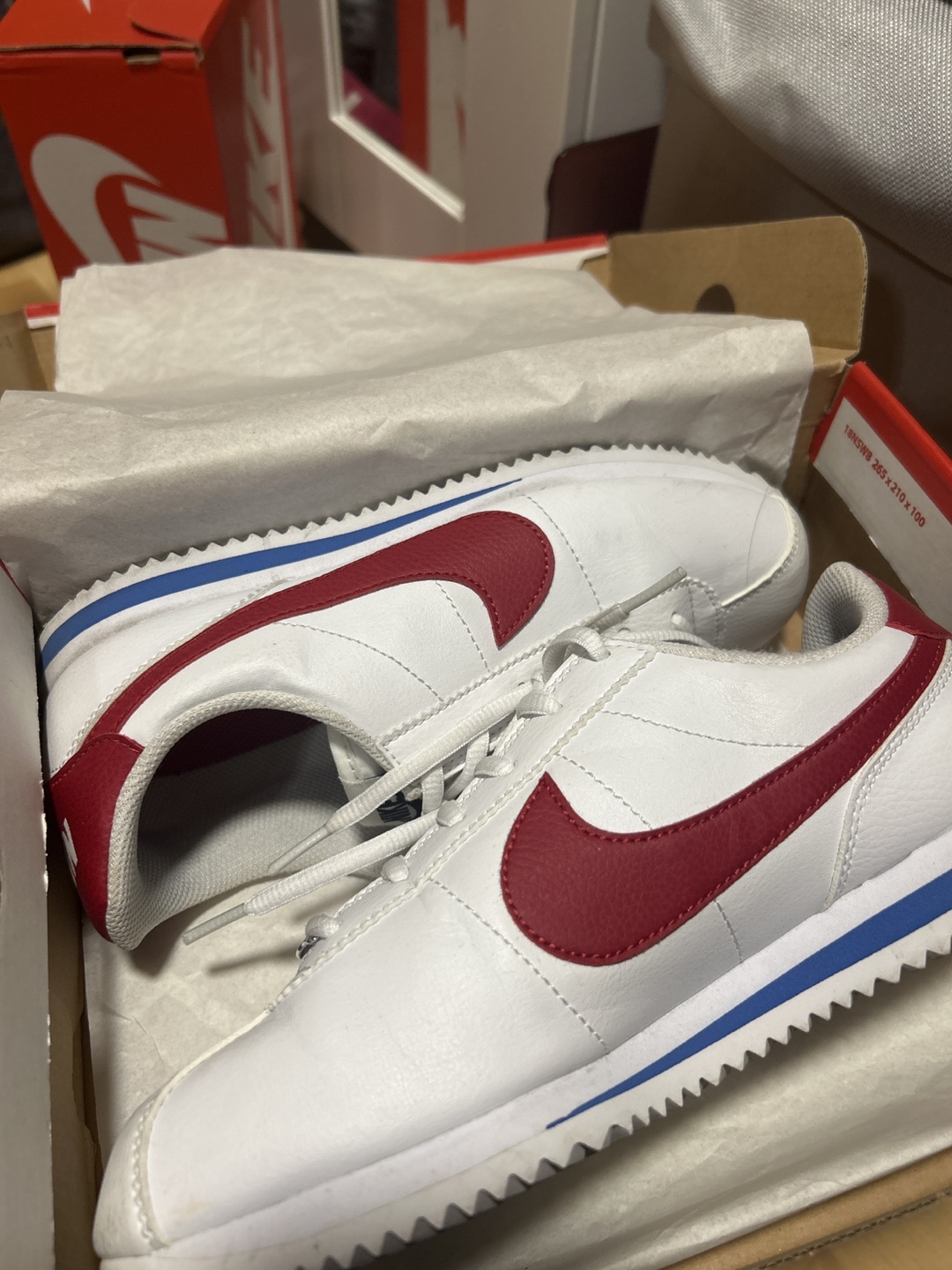 Nike Cortez Shoes, White & Red