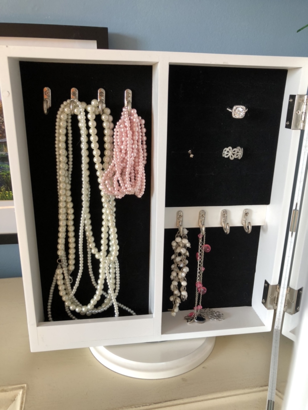 White Rotating Jewelry Armoire Mirror - photo 5