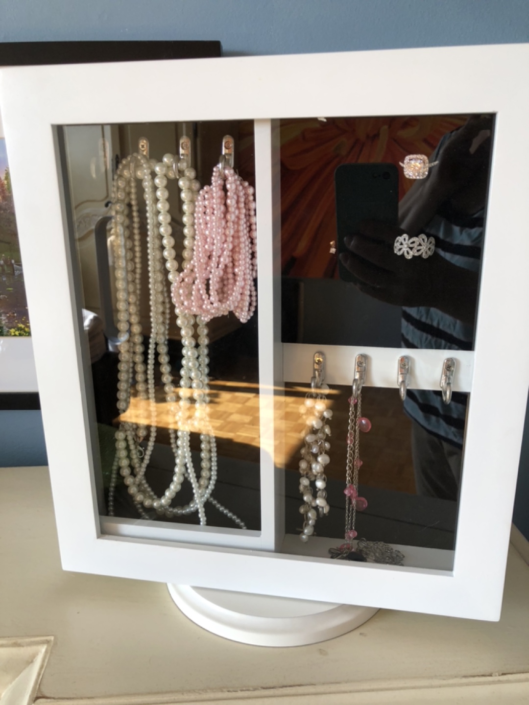 White Rotating Jewelry Armoire Mirror - photo 4