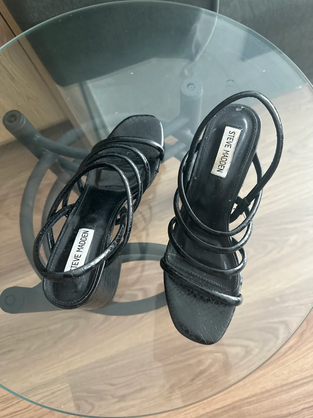 Steve Madden Black Strappy Heels thumbnail