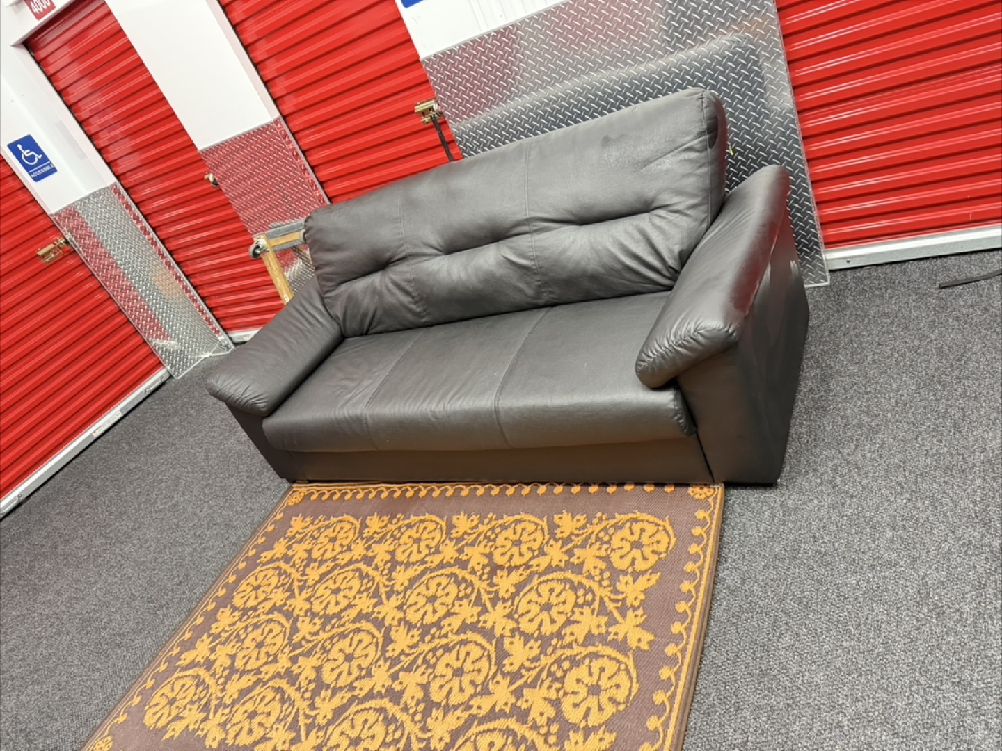 Sofa - Black Leather Couch