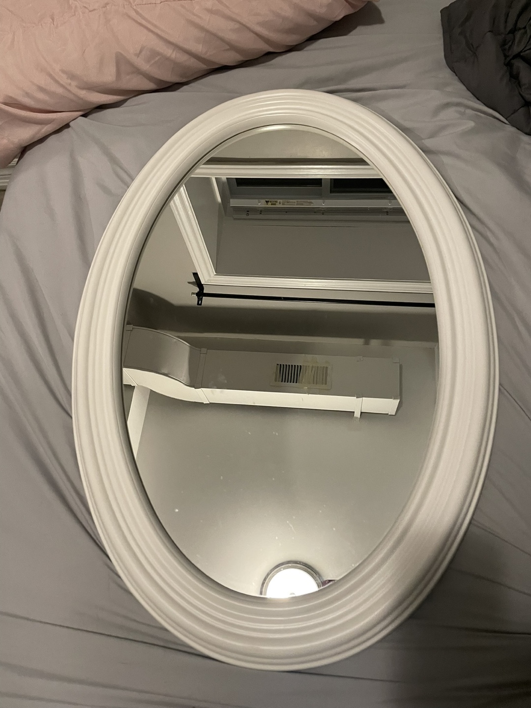 Oval White Framed Mirror