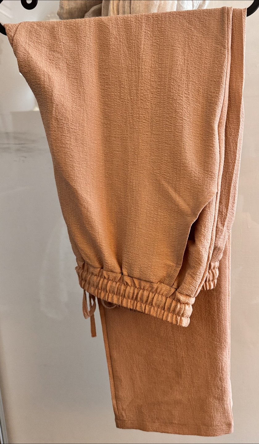 Tan Textured Pant and Shirt Set - photo 2