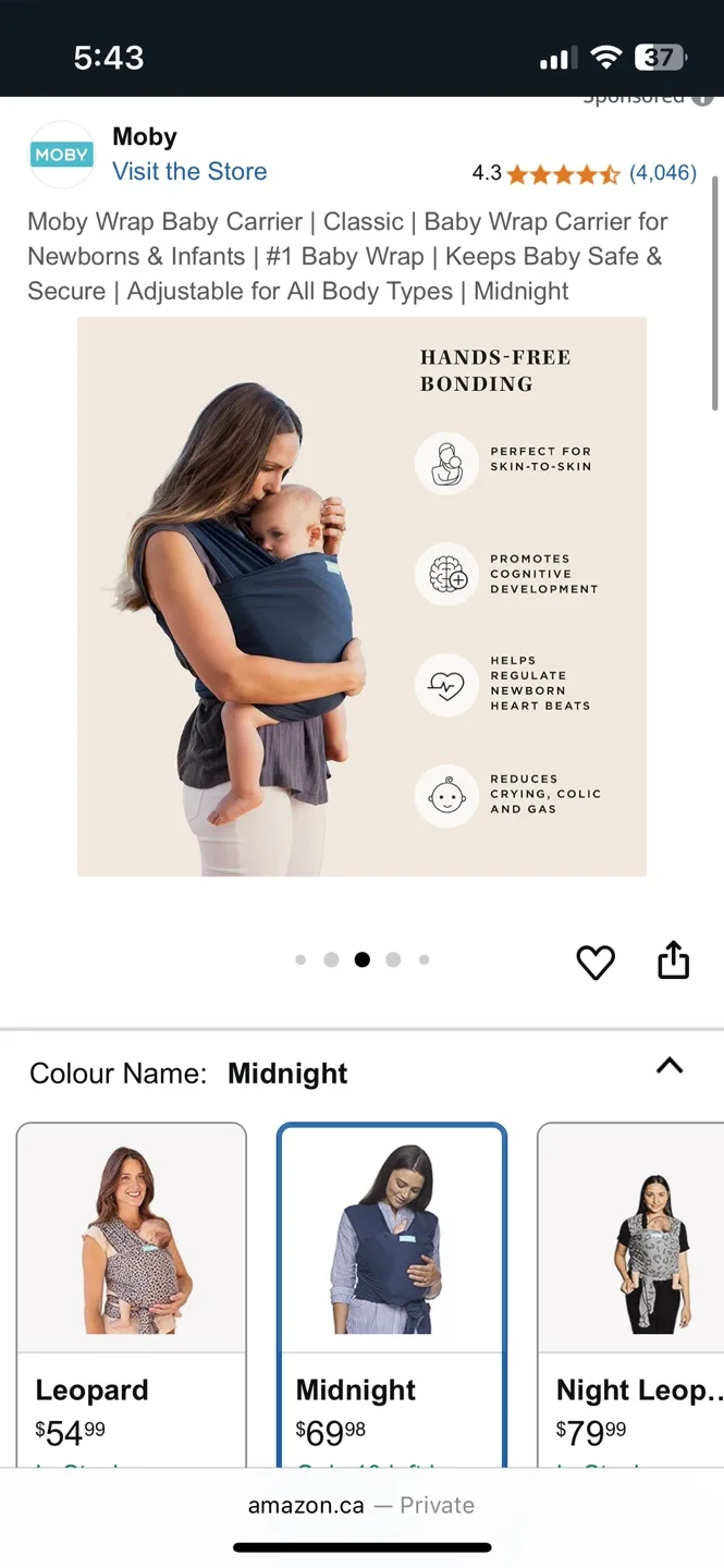 Moby Wrap Baby Carrier (black) image indicator(2)