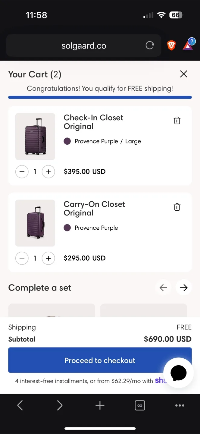 *New* $1200 High End SOLGAARD Luggage Set image indicator(9)