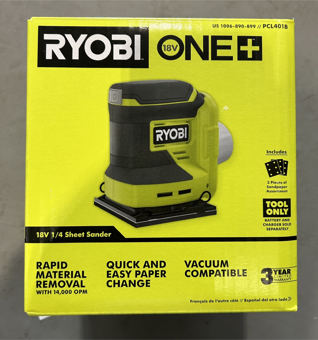 New 18V ONE+ Lithium-Ion Cordless 1/4-inch Sheet Sander - photo 3