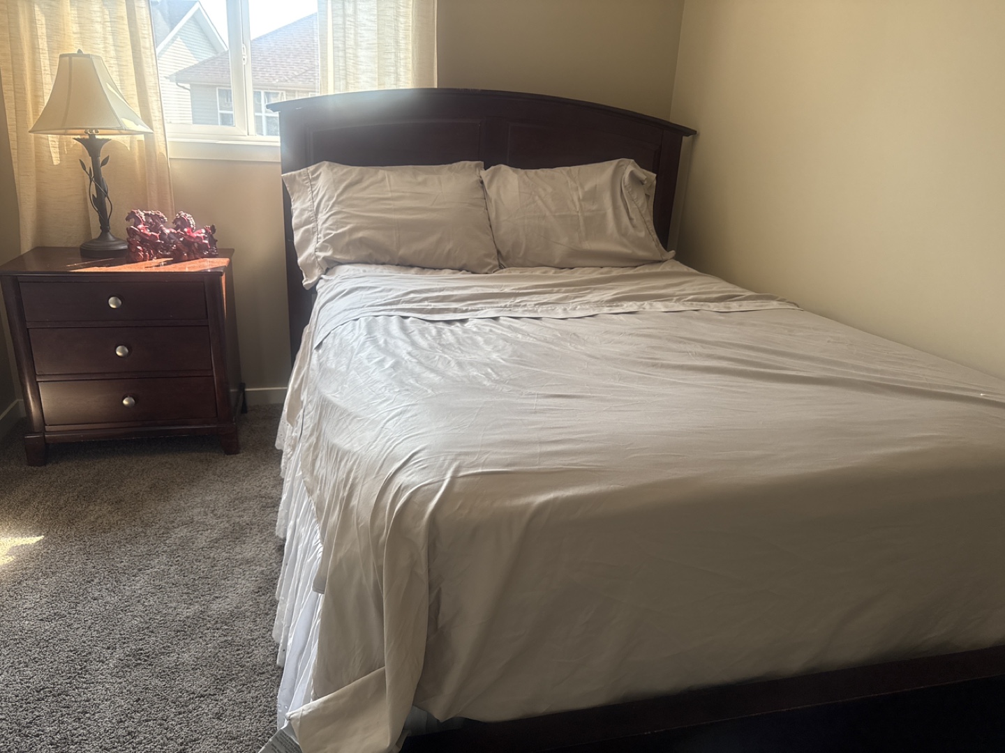 Queen Size Bed with bed side table