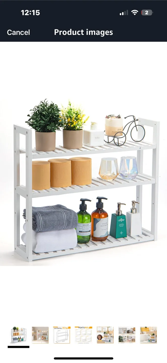 3-Tier Acacia Wood Storage Shelf thumbnail