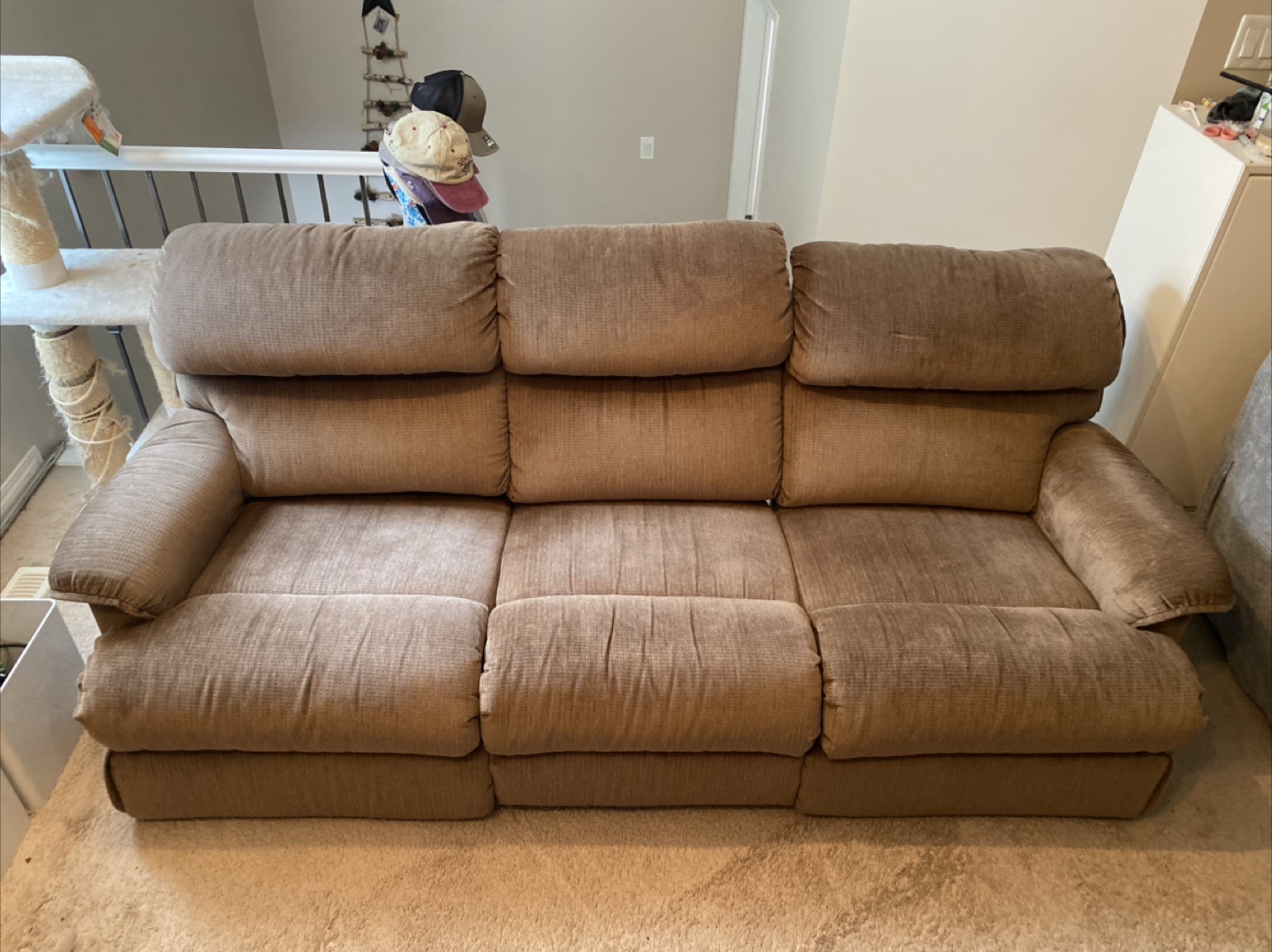 La-Z-Boy Brown Reclining Sofa and Recliner Rocking Chair