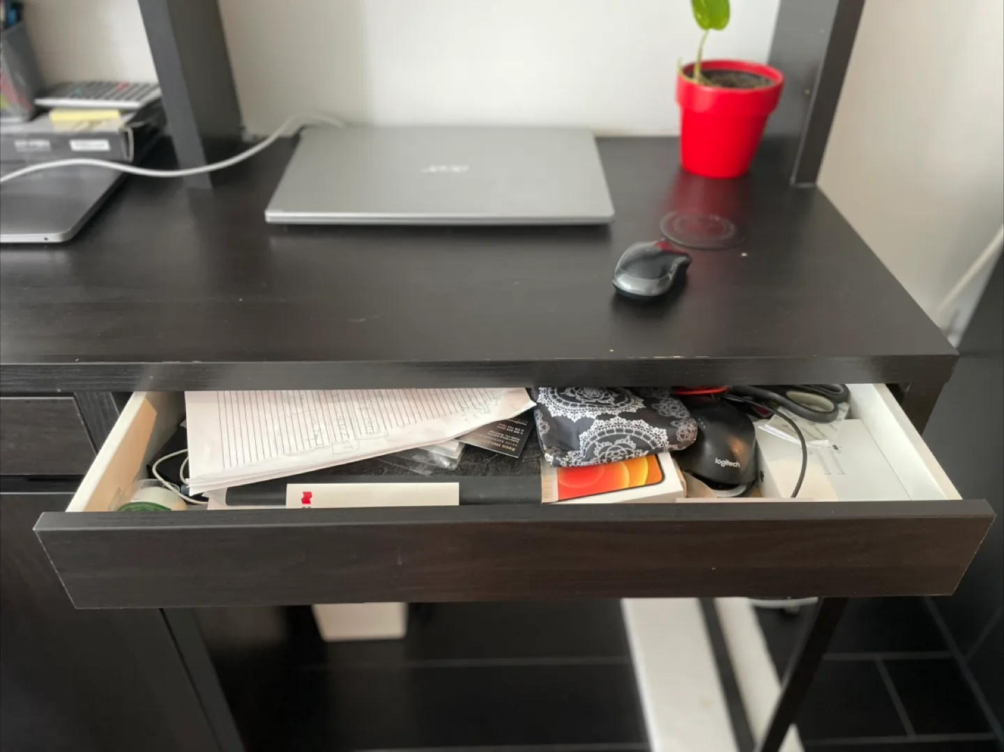 Dark Brown IKEA Desk with Shelving image indicator(5)