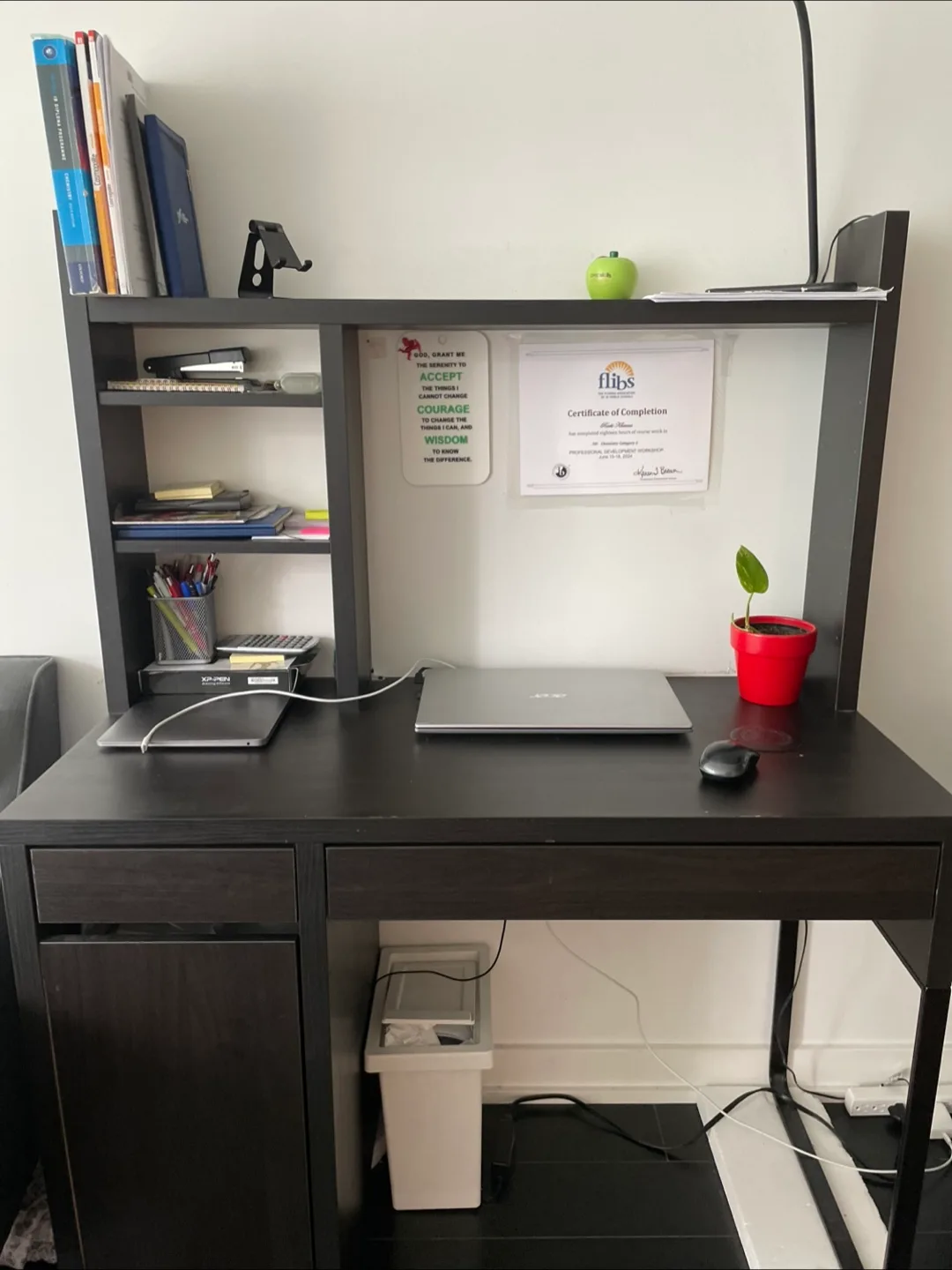 Dark Brown IKEA Desk with Shelving image indicator(3)