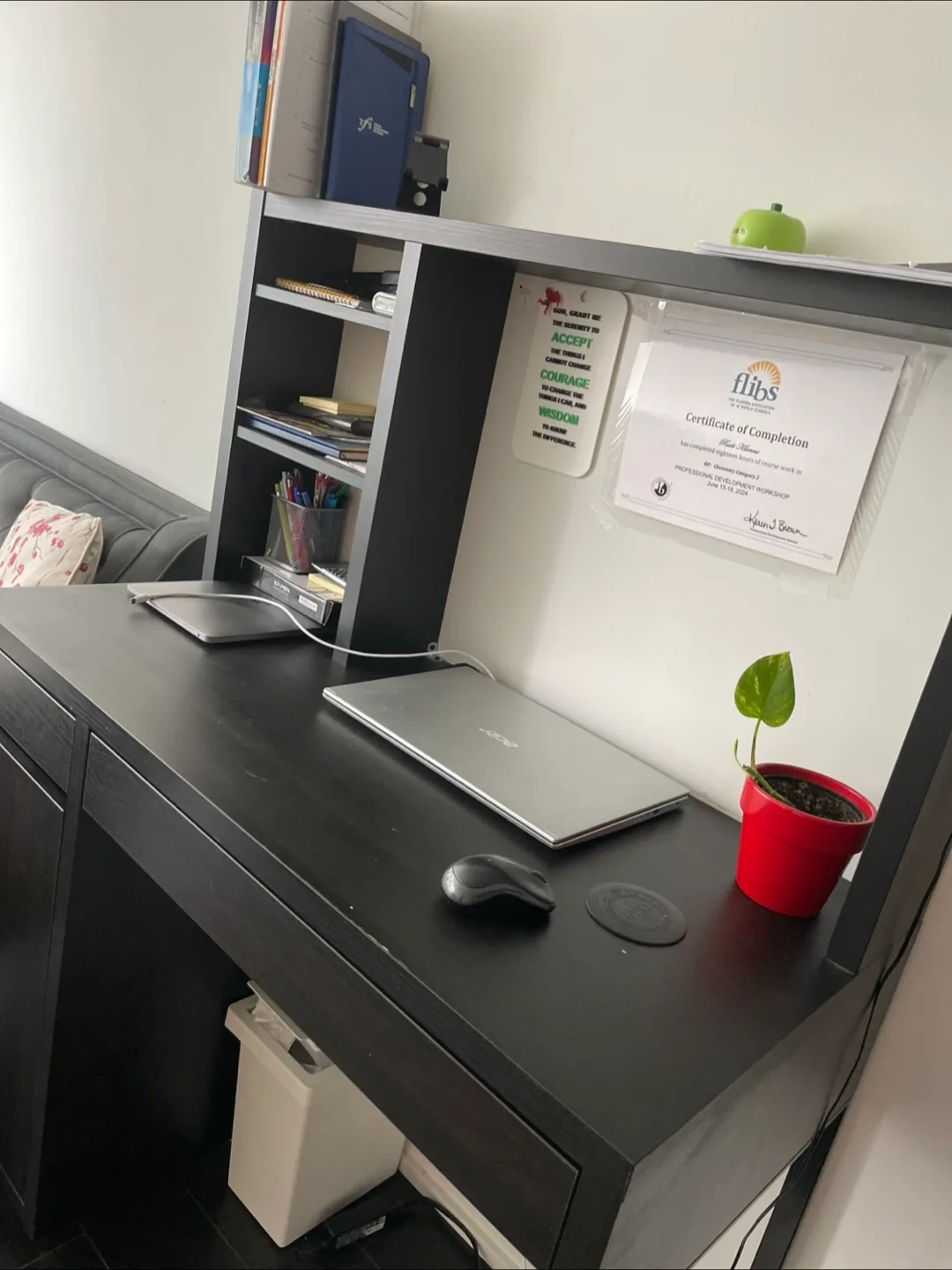Dark Brown IKEA Desk with Shelving thumbnail