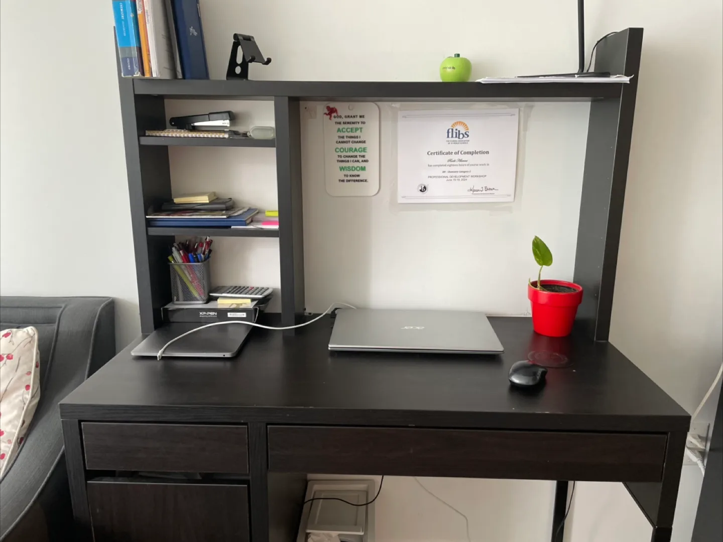 Dark Brown IKEA Desk with Shelving image indicator(4)